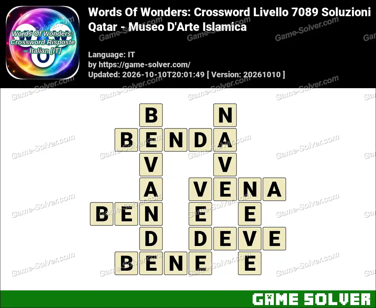 Words Of Wonders: Crossword Livello 7089 Soluzioni – Qatar – Museo D’Arte Islamica